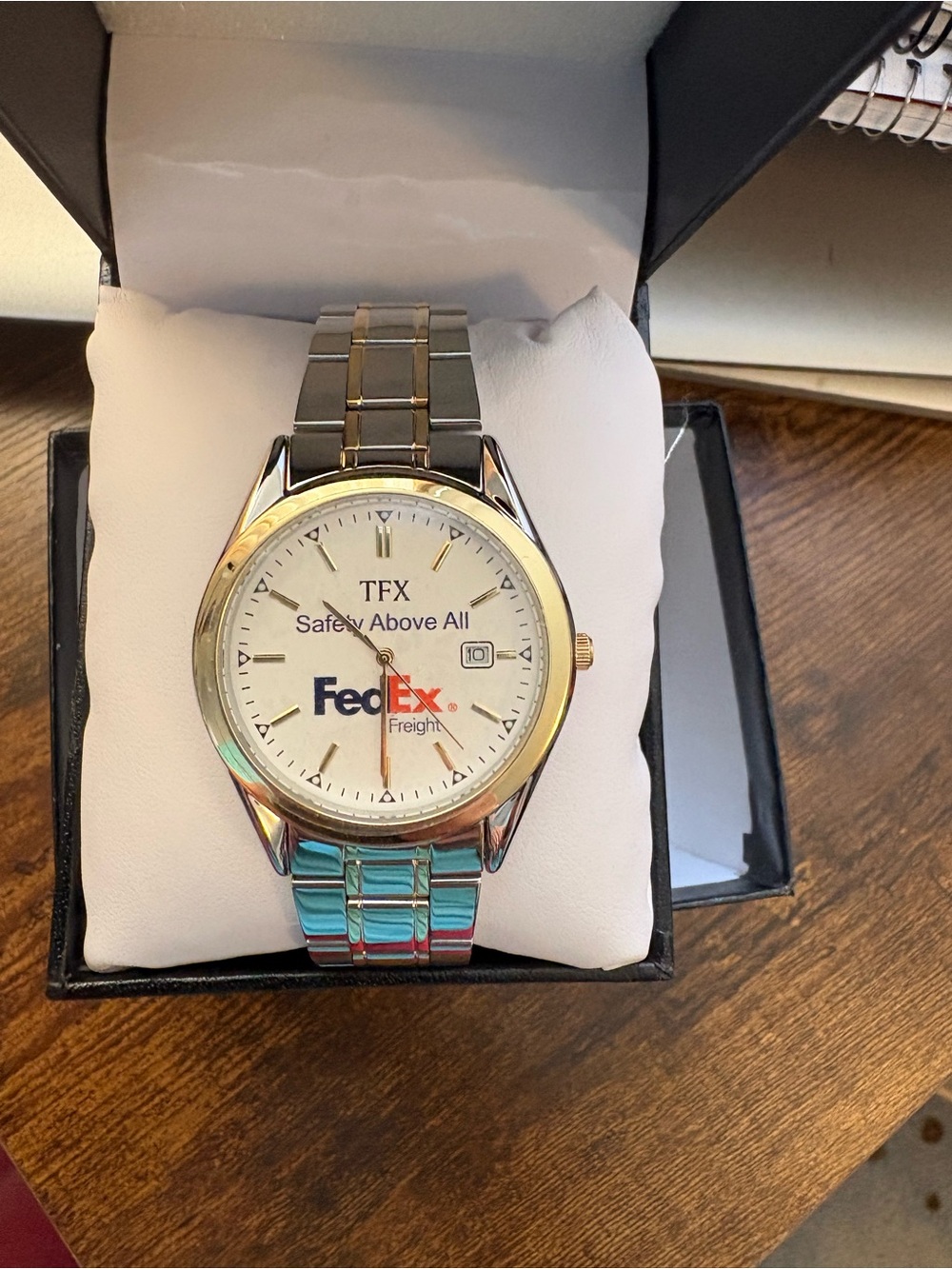 TFX Two-Tone Men’s Watch in Silver and Gold with White Dial — FedEx Logo
